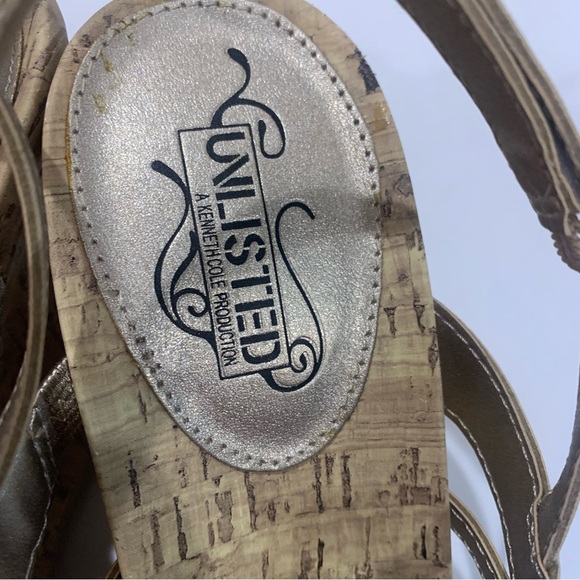 UNLISTED light tan gold size 11 gorgeous wedge strappy sandals new in box - Picture 7 of 10